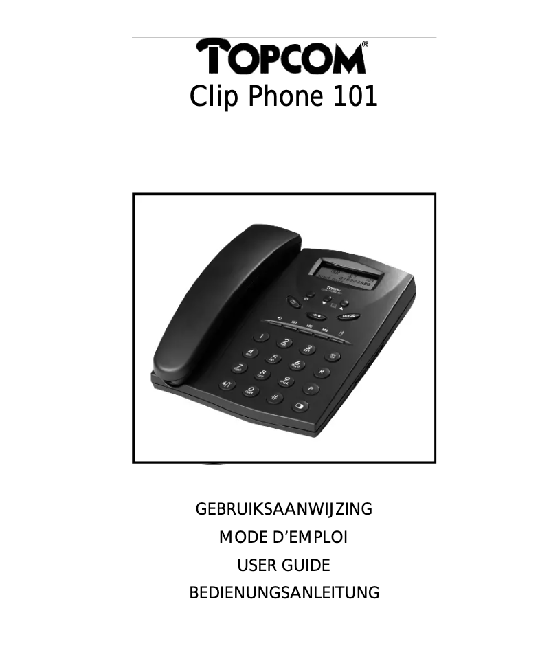 Page 1 of the manual User Manual Topcom Clip Phone 101