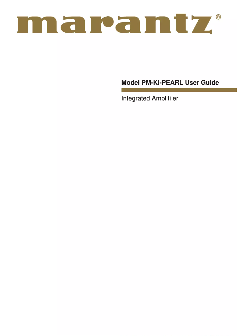 Page 1 of the manual User Manual Marantz PM-KI Pearl