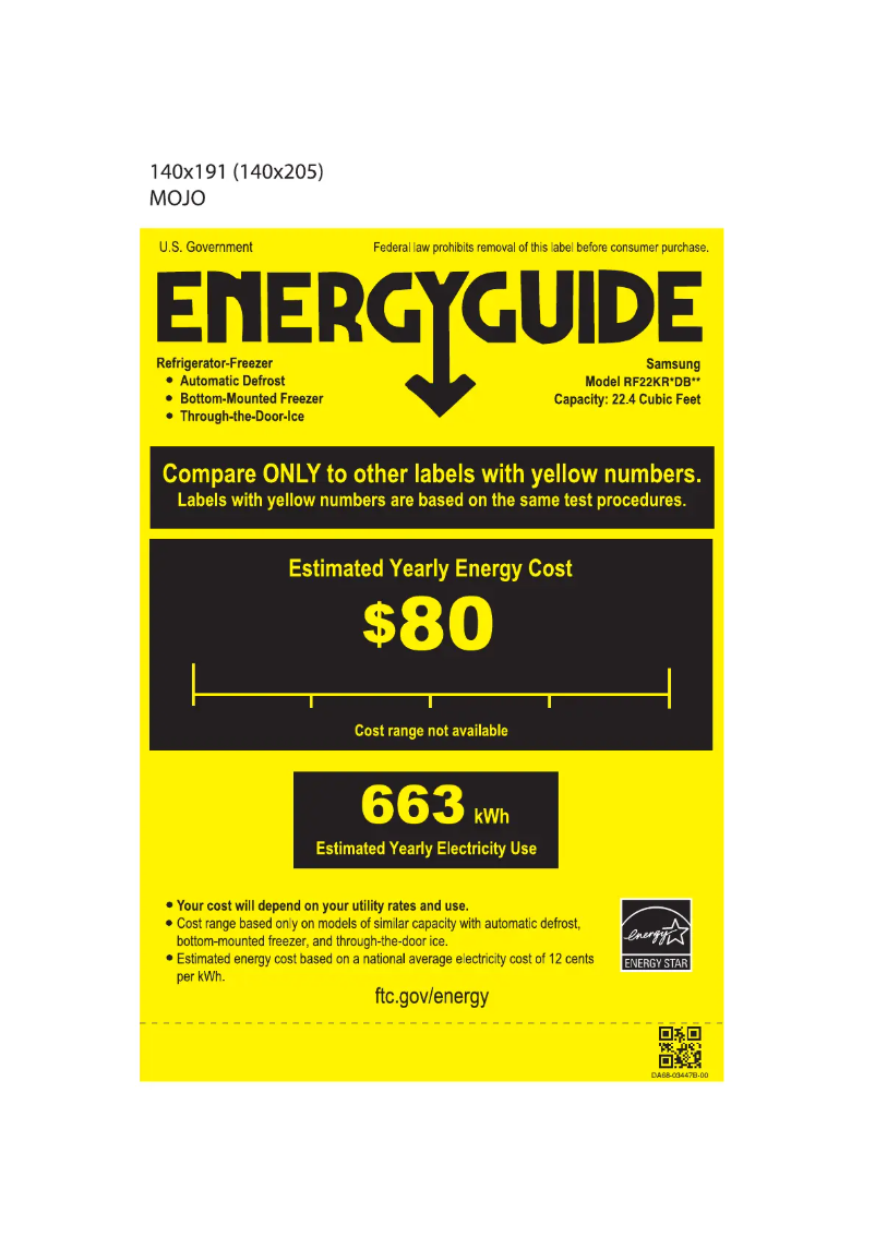 Page 1 of the manual Energy Label Samsung RF22KREDBSG