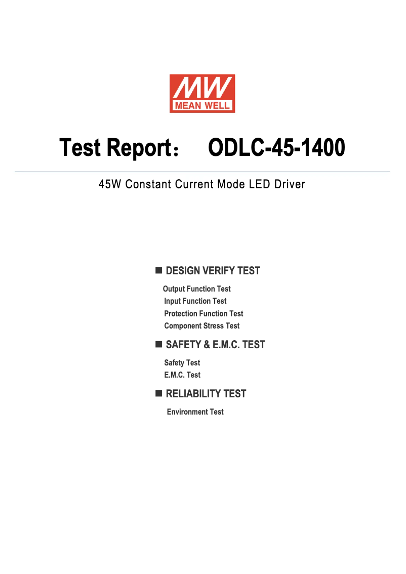 Page 1 of the manual Technical Sheet Mean Well ODLC-45-1400