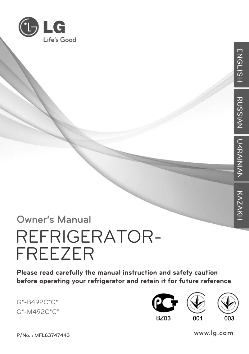 Page 1 of the manual User Manual LG GN-B492CPCA