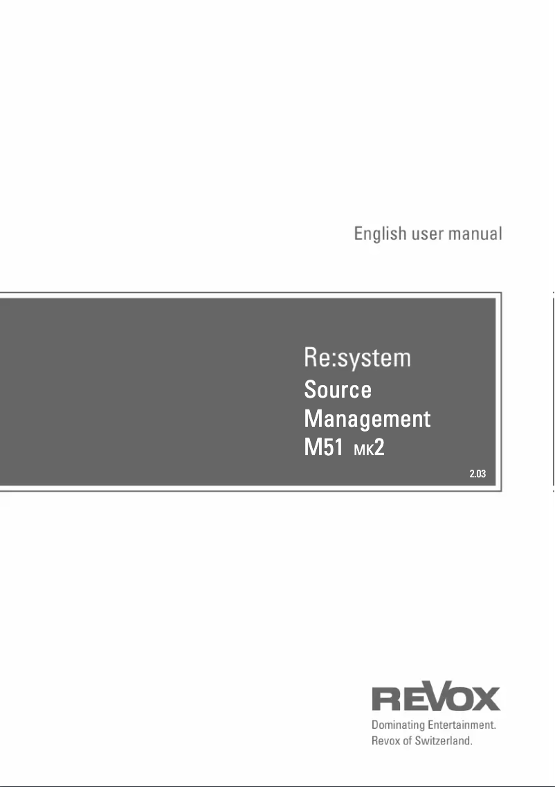 Page 1 of the manual User Manual Revox M51 MK2