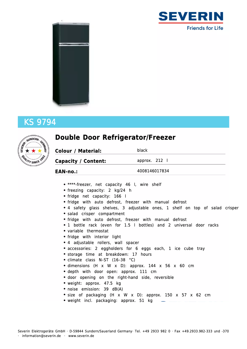 First page image of the manual for KS 9794