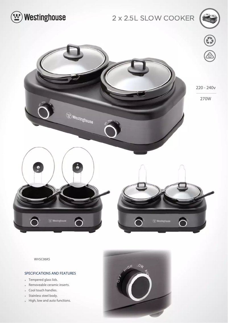 Page 1 of the manual Technical Sheet Westinghouse WHSC06KS