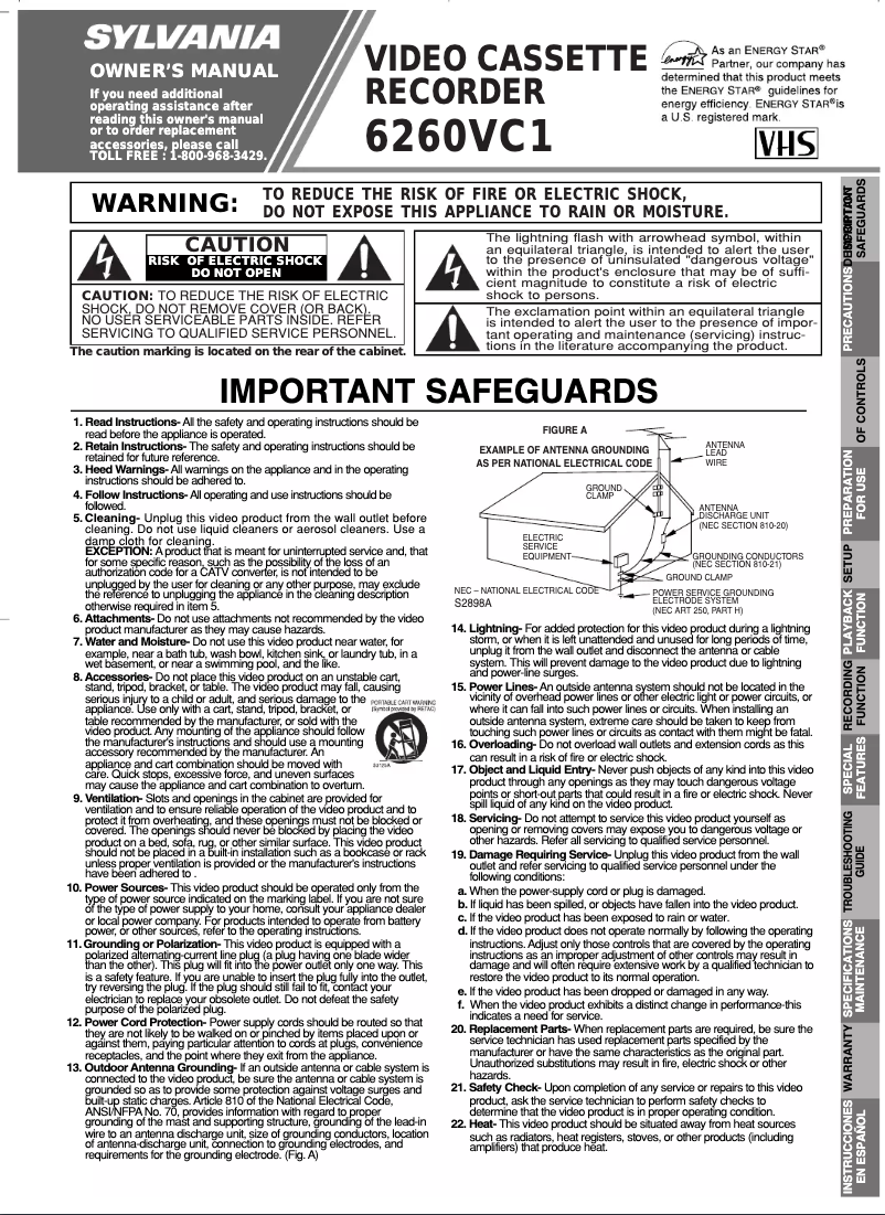 Page 1 of the manual User Manual Sylvania 6260VC1