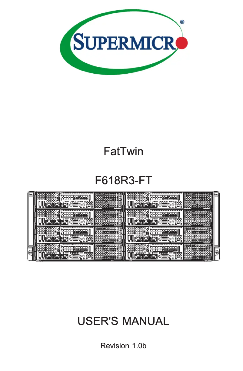 Page 1 of the manual User Manual Supermicro SuperServer F618R3-FT