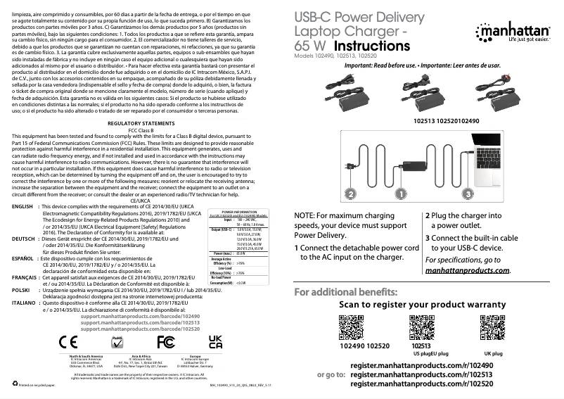 First page image of the manual for 102490