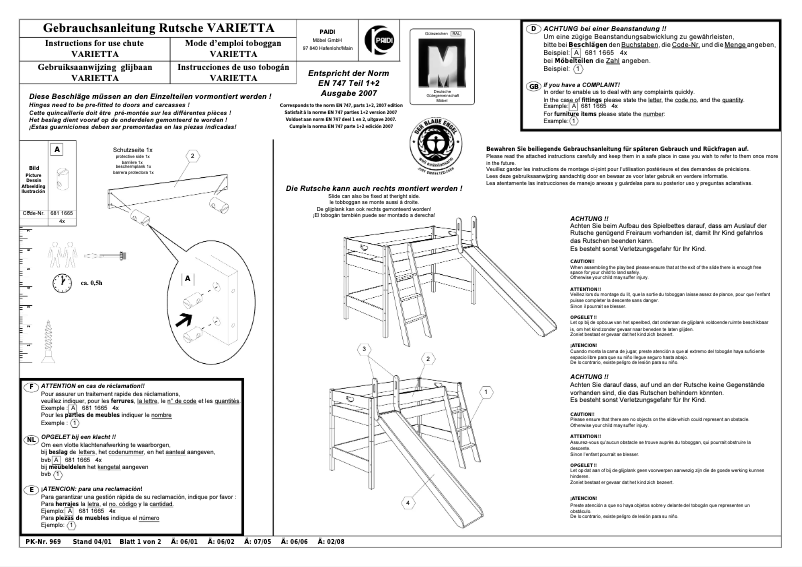 First page image of the manual for Varietta