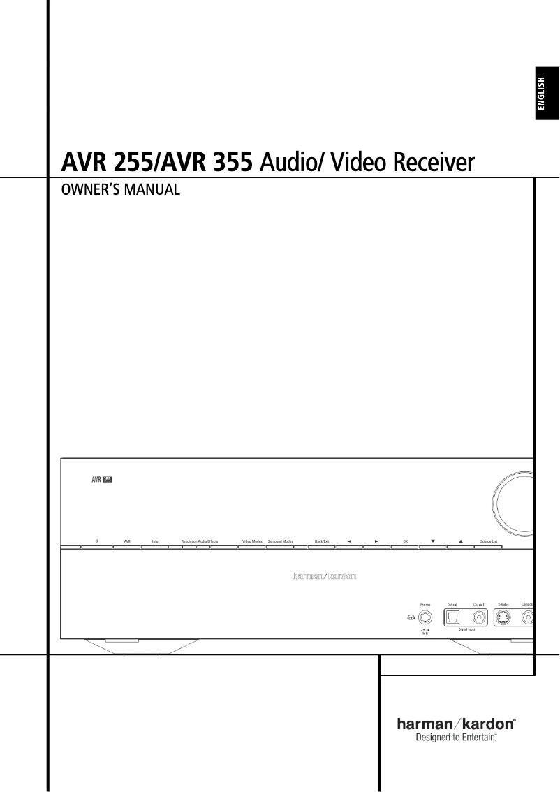 First page image of the manual for AVR 355