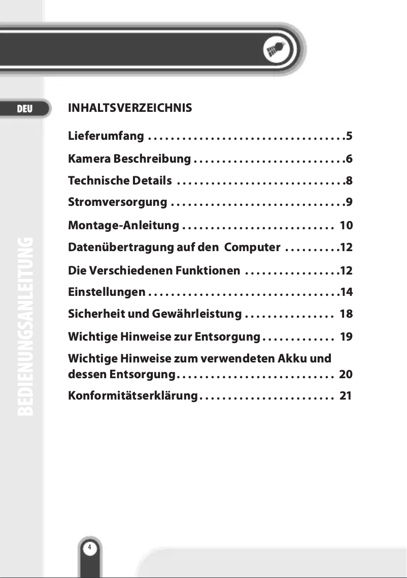 Page 1 of the manual User Manual Praktica CDV 1 0 HD