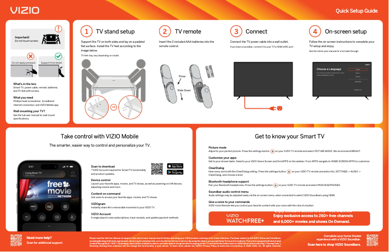 Page 1 of the manual Quick Start Guide VIZIO V4K50M-0807