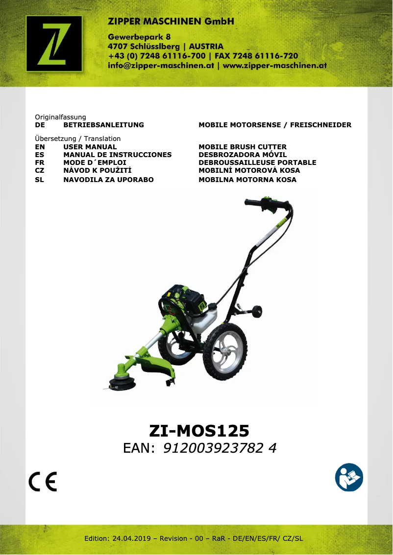 Page 1 of the manual User Manual Zipper ZI-MOS125