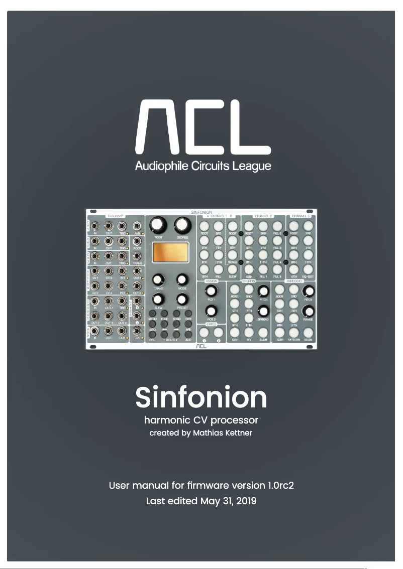 First page image of the manual for Sinfonion