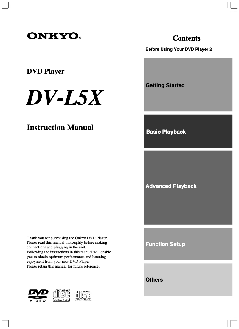 Page 1 of the manual User Manual Onkyo DV-L5X