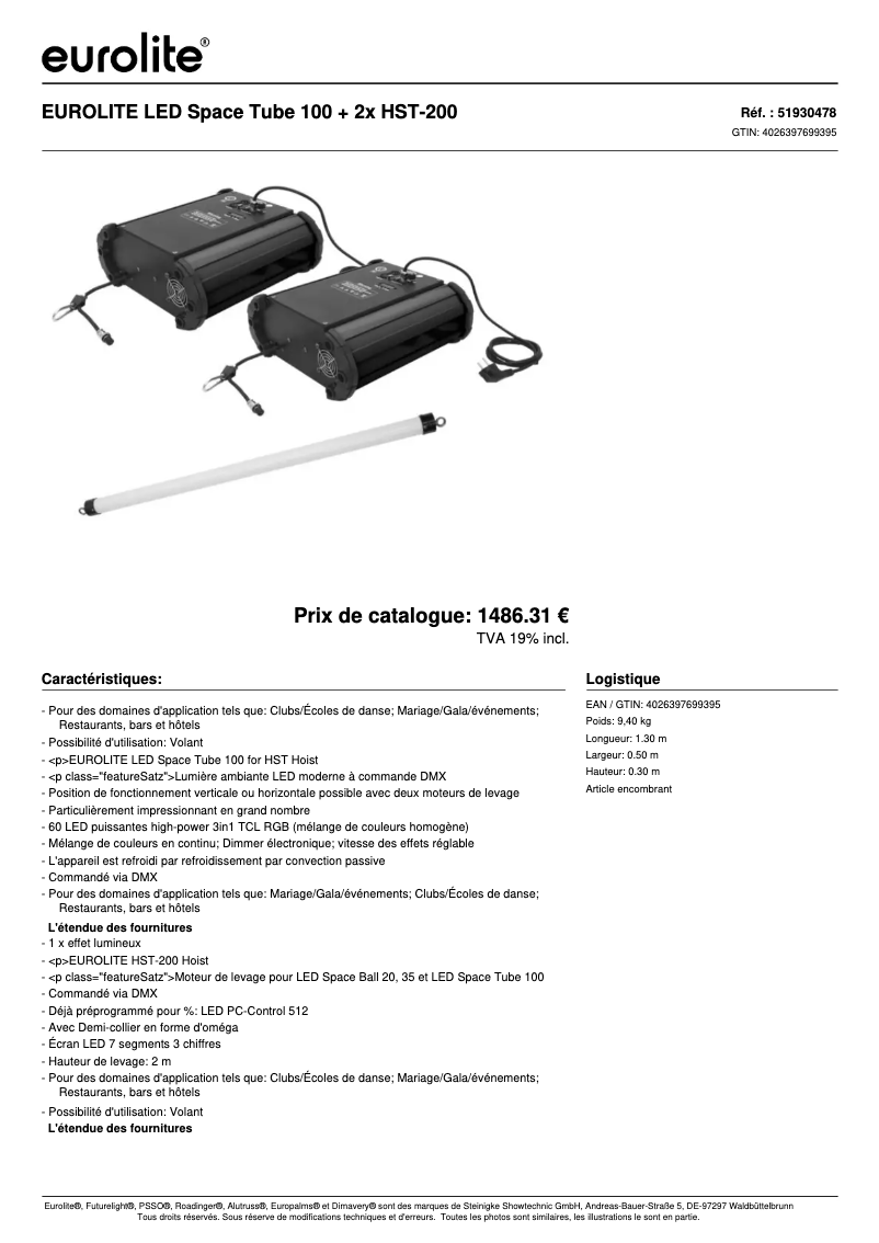 First page image of the manual for LED Space Ball 20