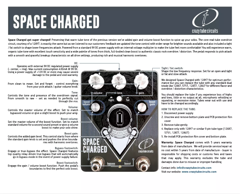 First page image of the manual for Space Charged
