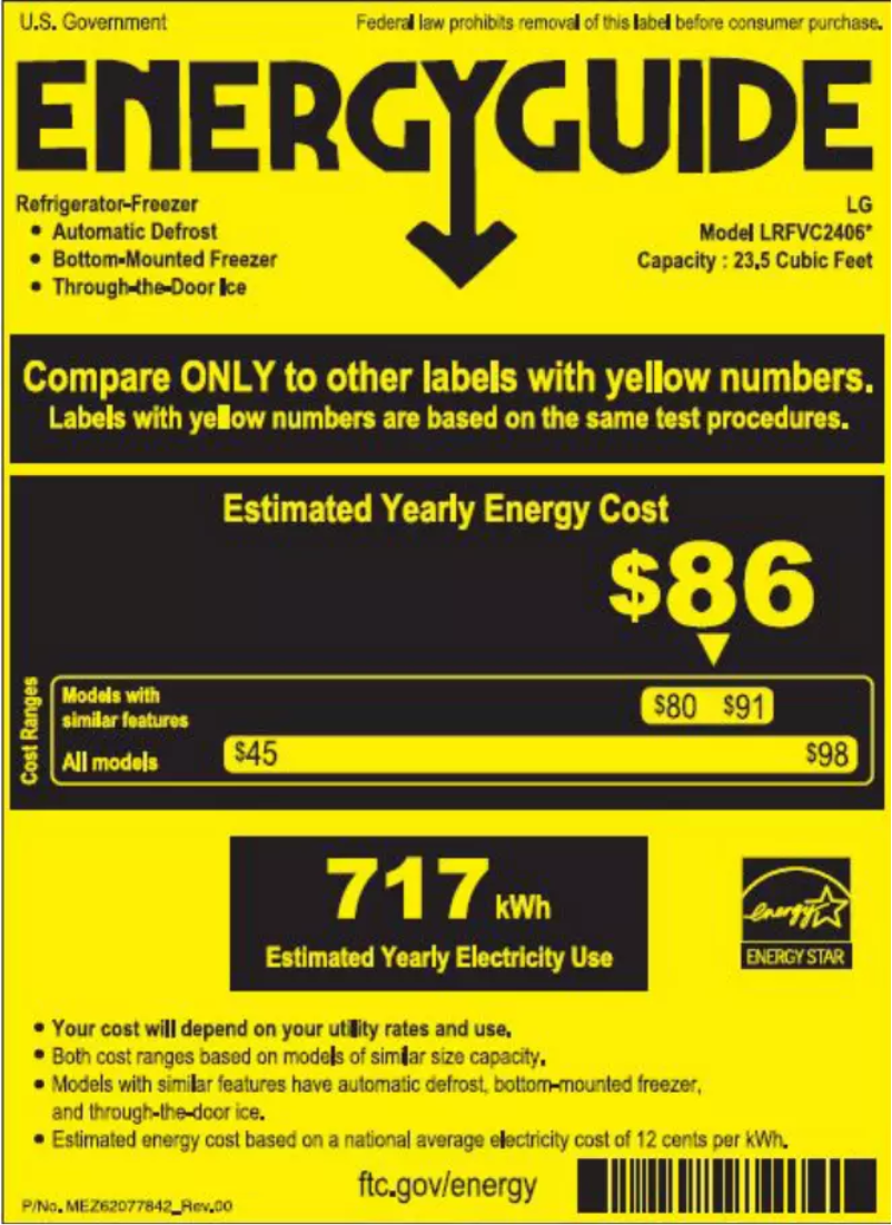 Page 1 of the manual Energy Label LG LRFVC2406M