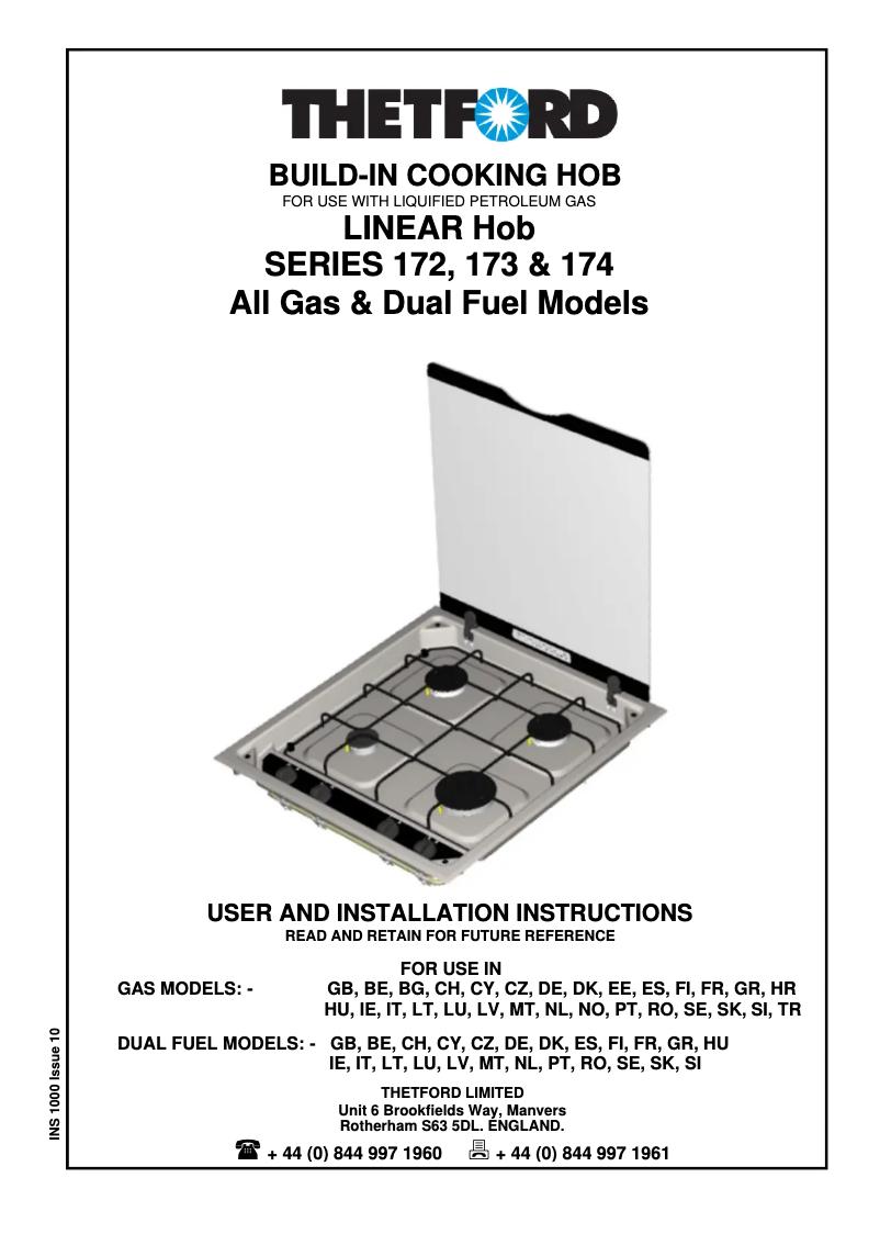 First page image of the manual for Linear SHB174