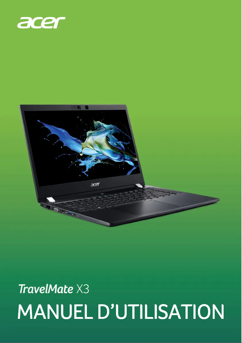 First page image of the manual for TravelMate X3