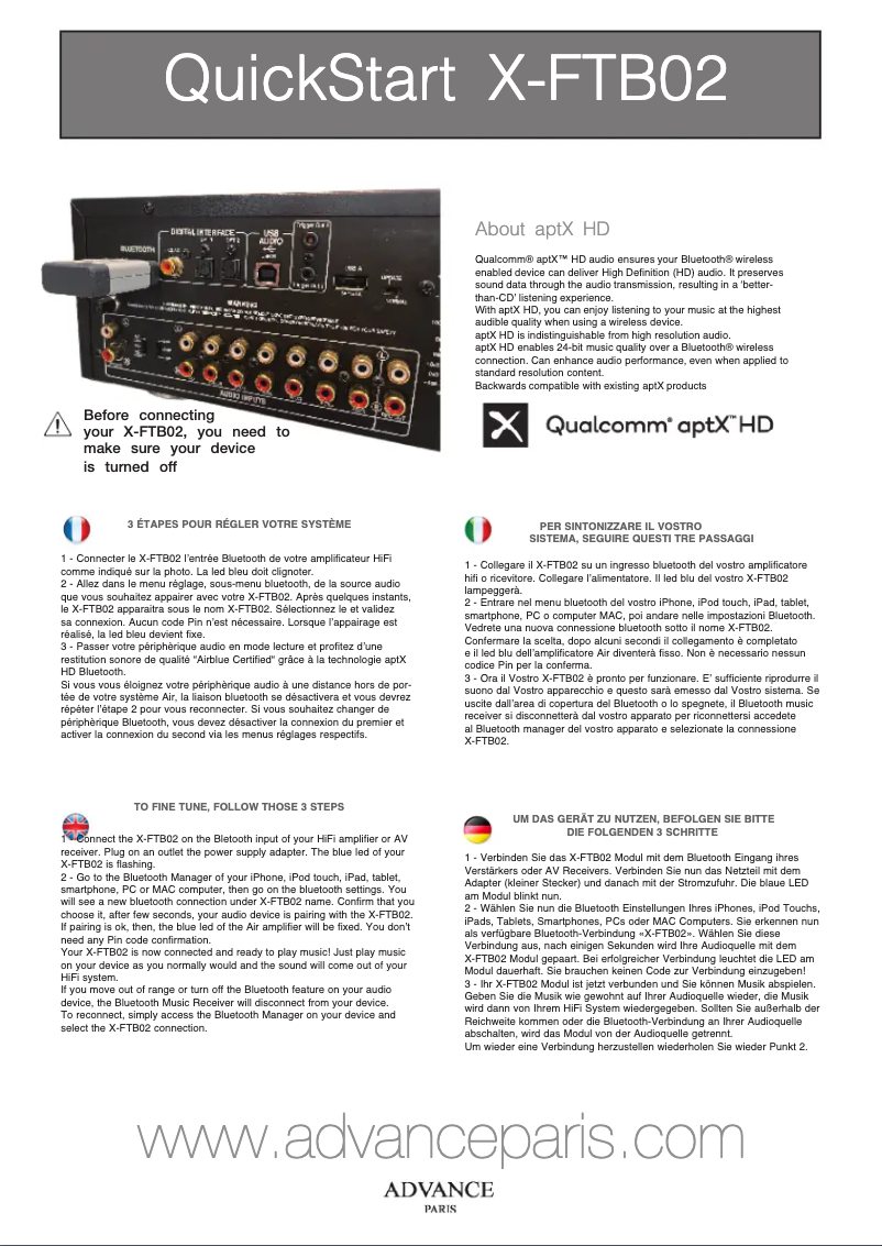 First page image of the manual for X-FTB02