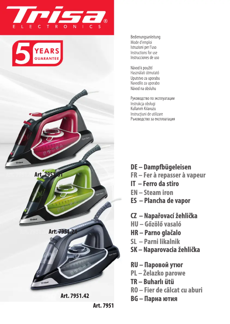 Page 1 of the manual User Manual Trisa Expert Steam