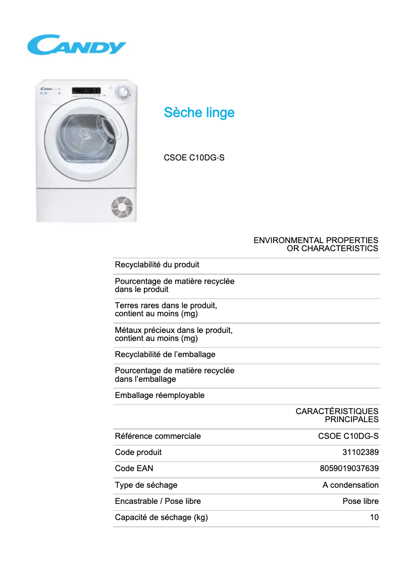 First page image of the manual for CSOE C10DG-S