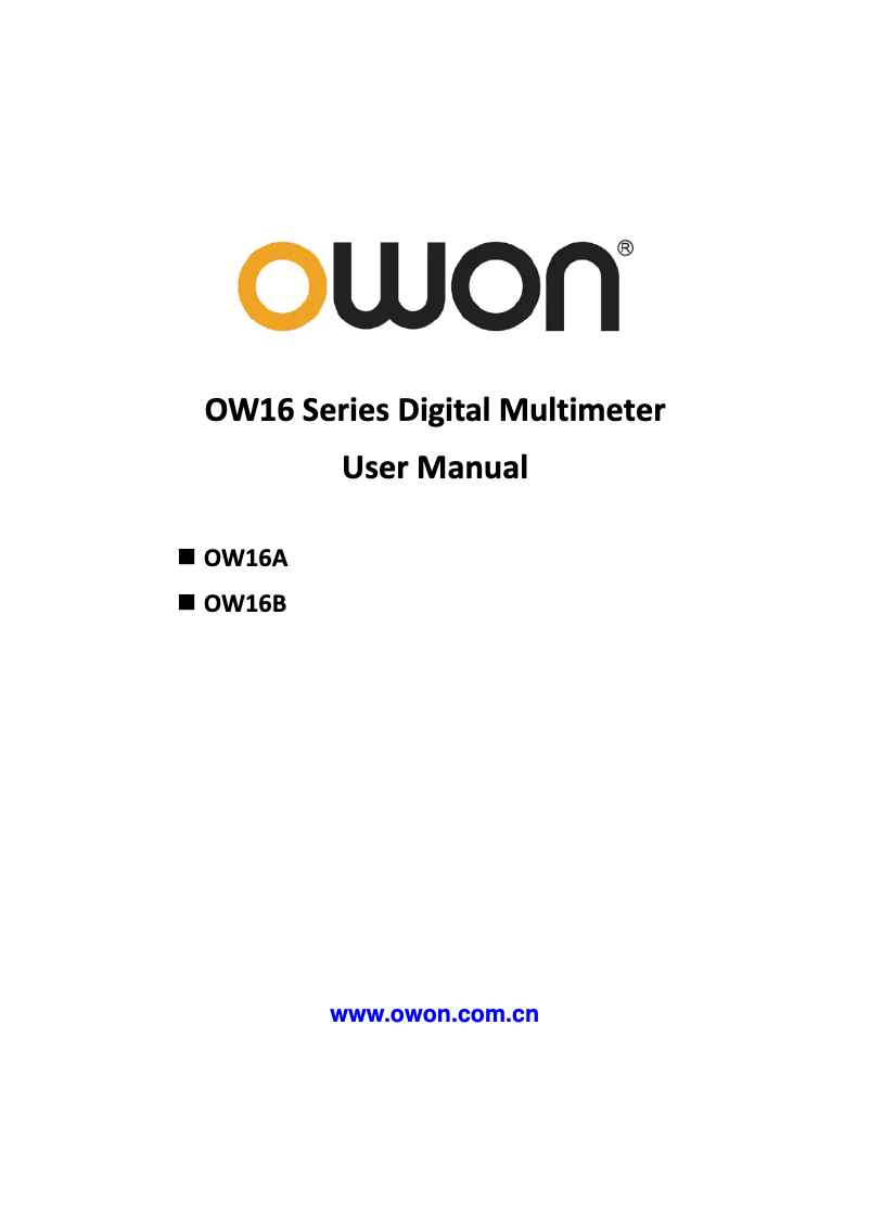 First page image of the manual for OW16
