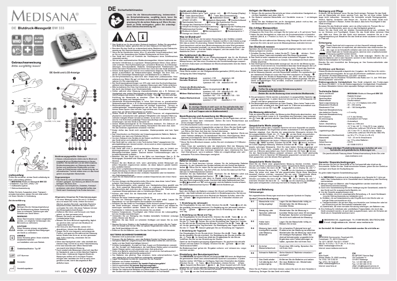 Page 1 of the manual User Manual Medisana BW 333