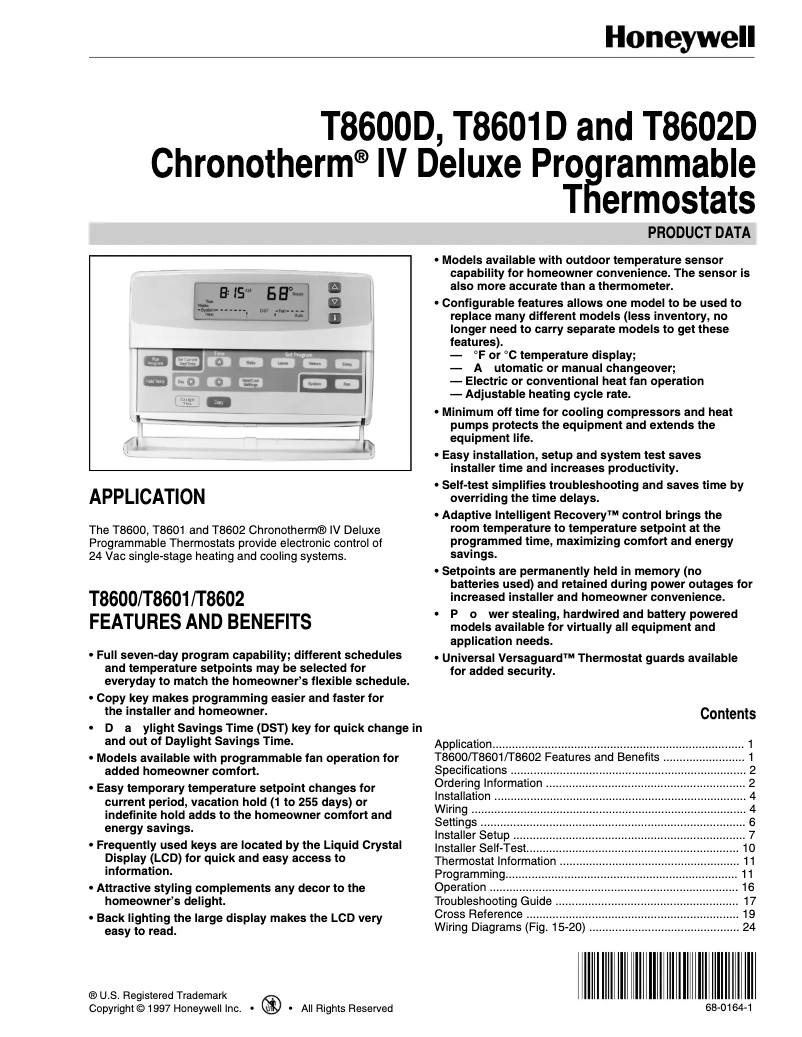 First page image of the manual for Chronotherm IV T8601D