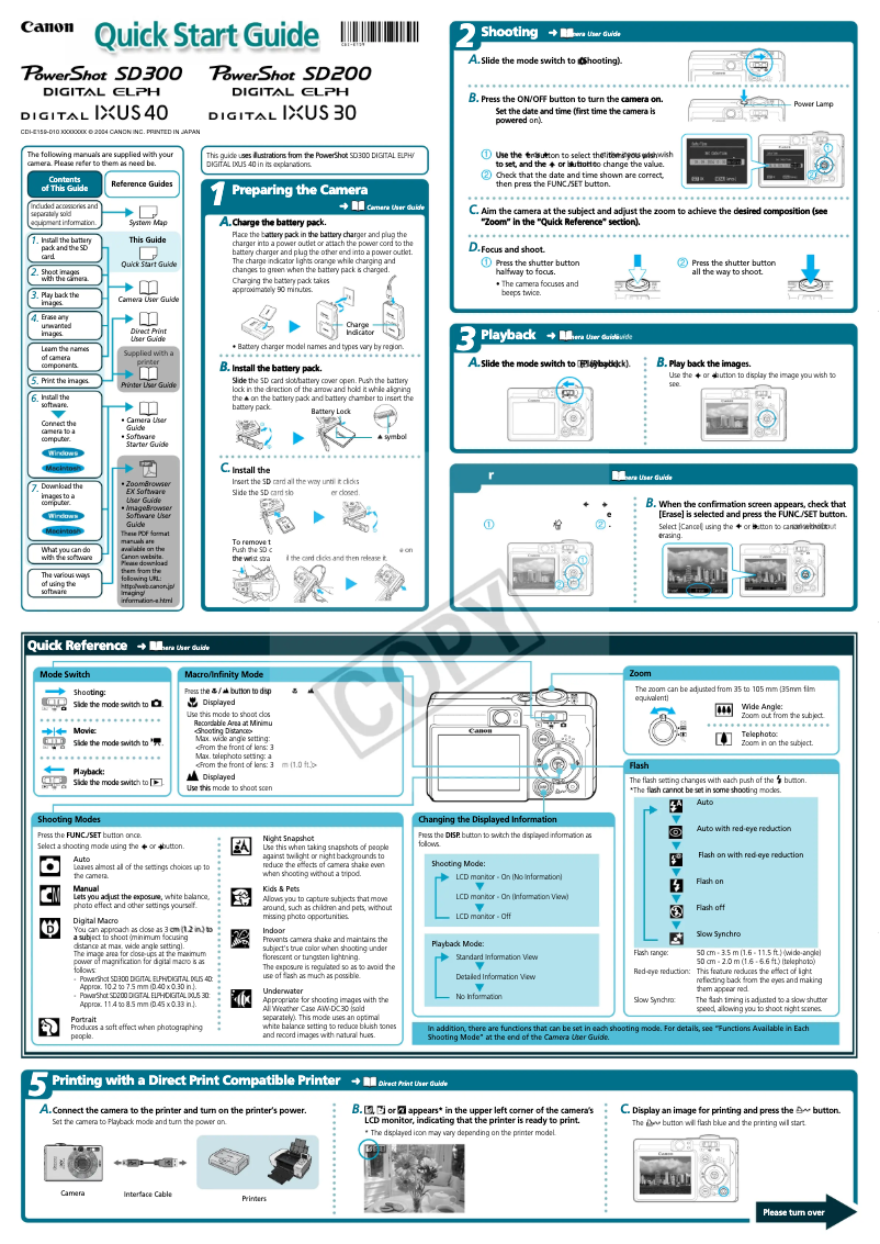 Page 1 of the manual User Manual Canon PowerShot SD300