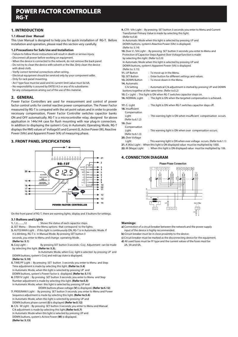Page 1 of the manual User Manual ENTES RG-8T