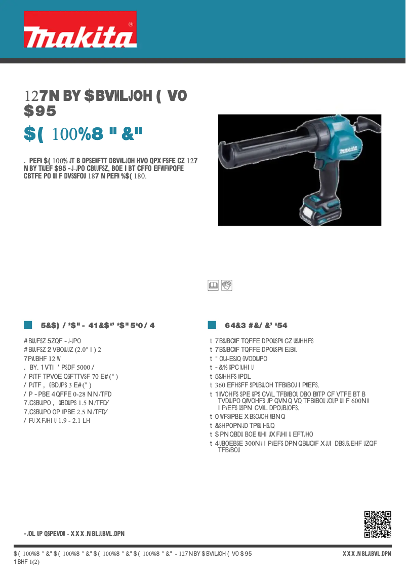 Page 1 of the manual Technical Sheet Makita CG100DWAEA