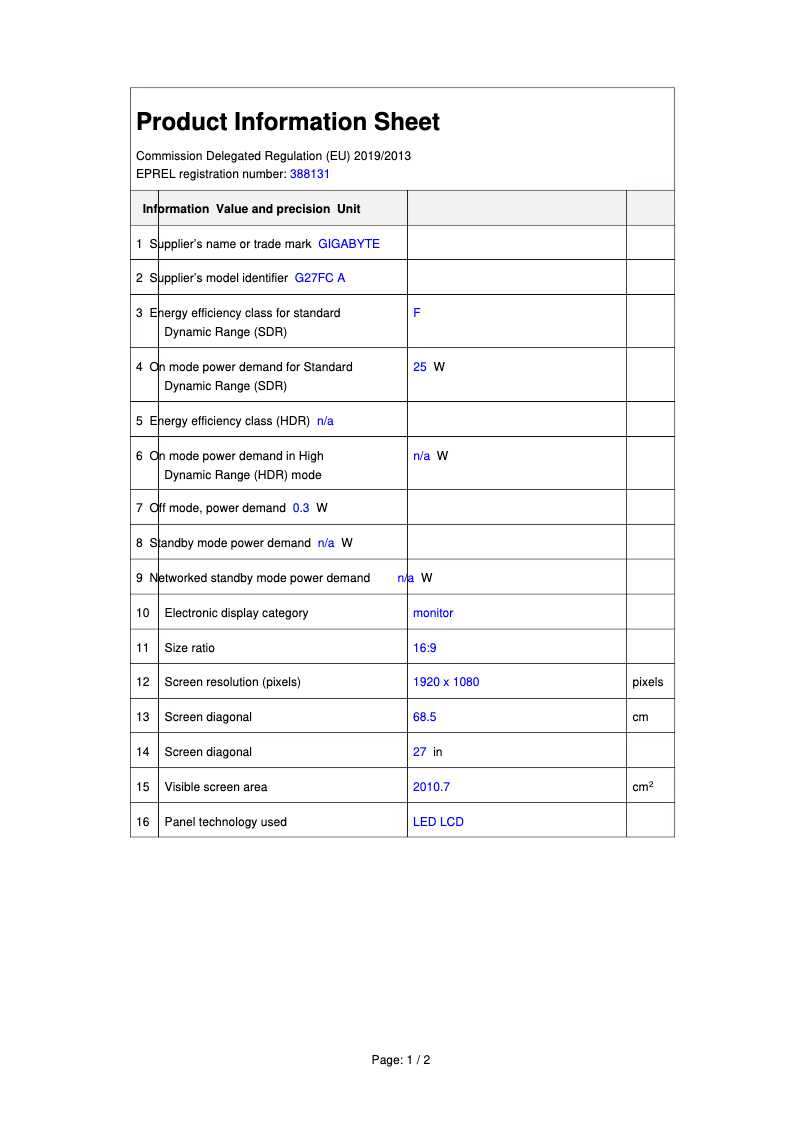 First page image of the manual for G27FC A