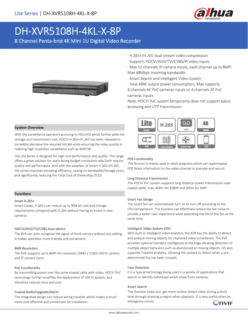 First page image of the manual for XVR5108H-4KL-X-8P