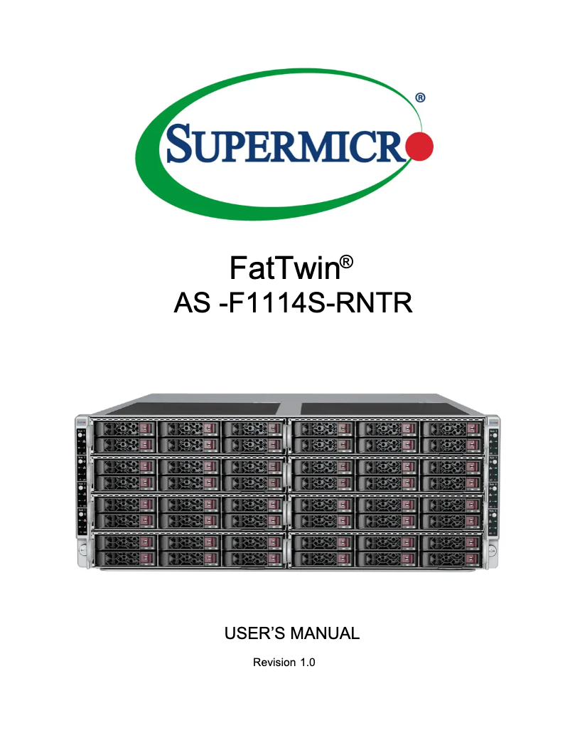 Page 1 of the manual User Manual Supermicro A+ Server F1114S-RNTR