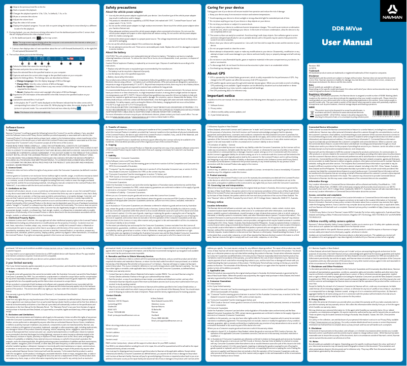 Page 1 of the manual User Manual Navman MiVue 760 ULTRA