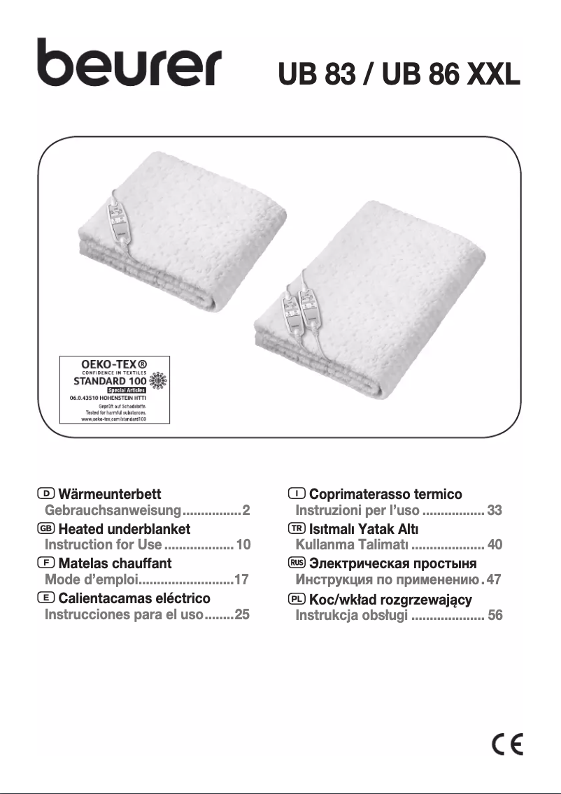 Page 1 of the manual Instruction Manual Beurer UB 86