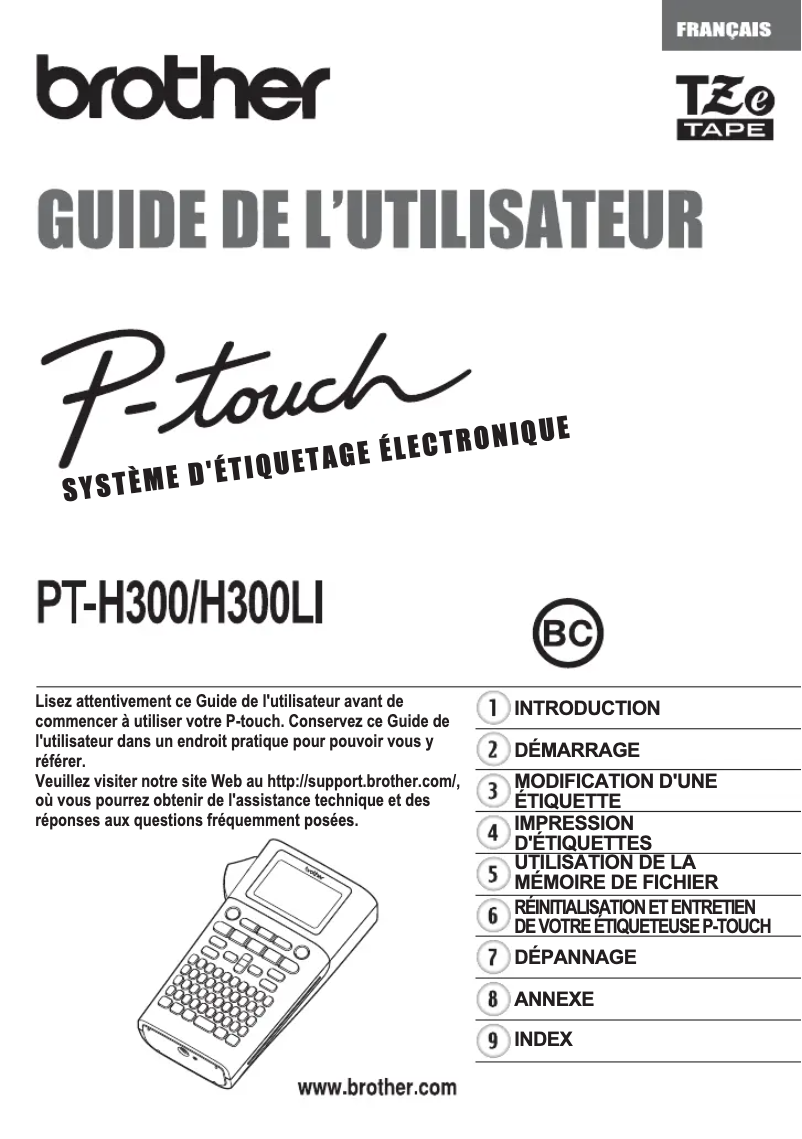 Page 1 of the manual User Manual Brother PT-H300