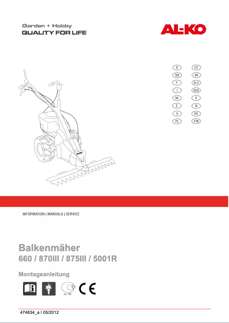 Page 1 of the manual User Manual AL-KO BM 870 III