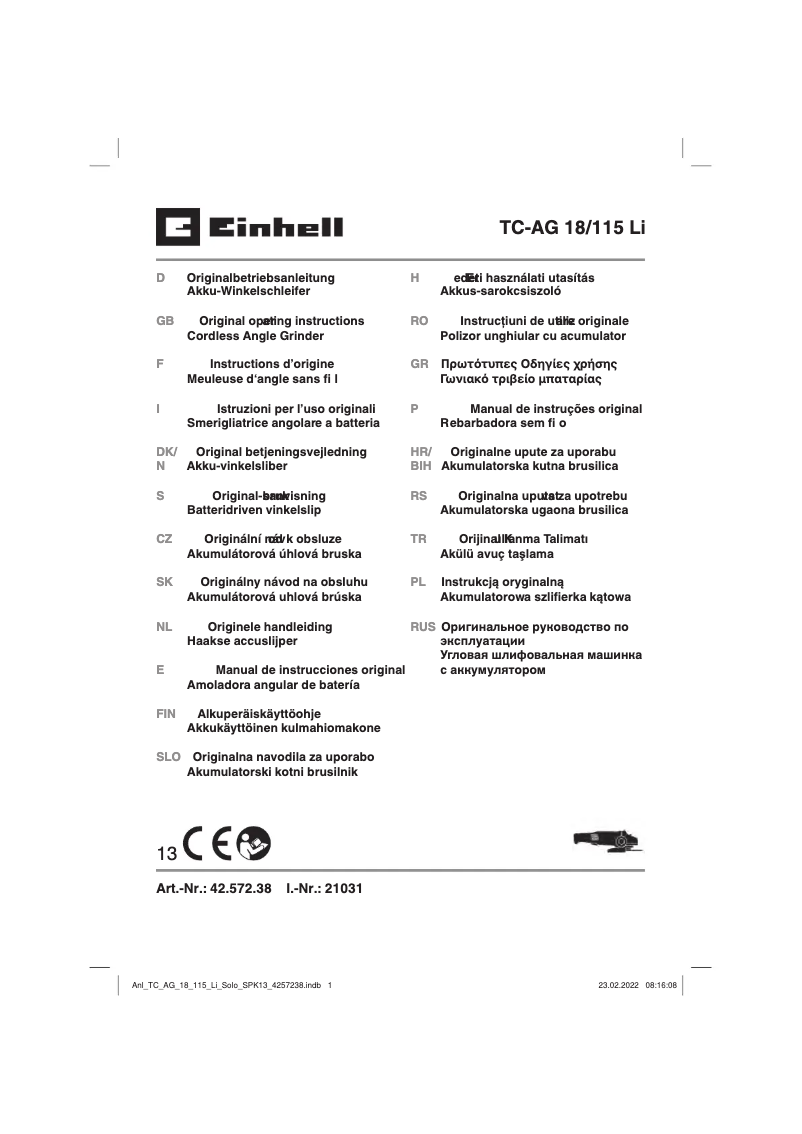 First page image of the manual for TC-CD 18/35 Li