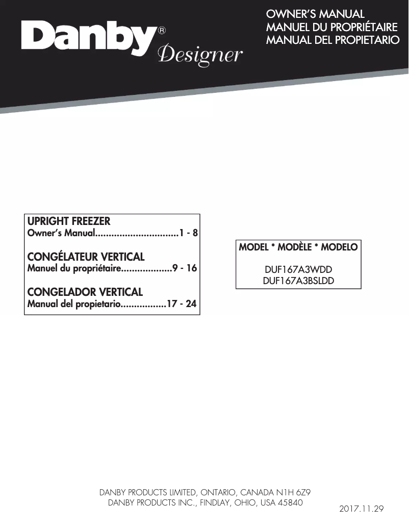 First page image of the manual for Designer DUFM101A2WDD