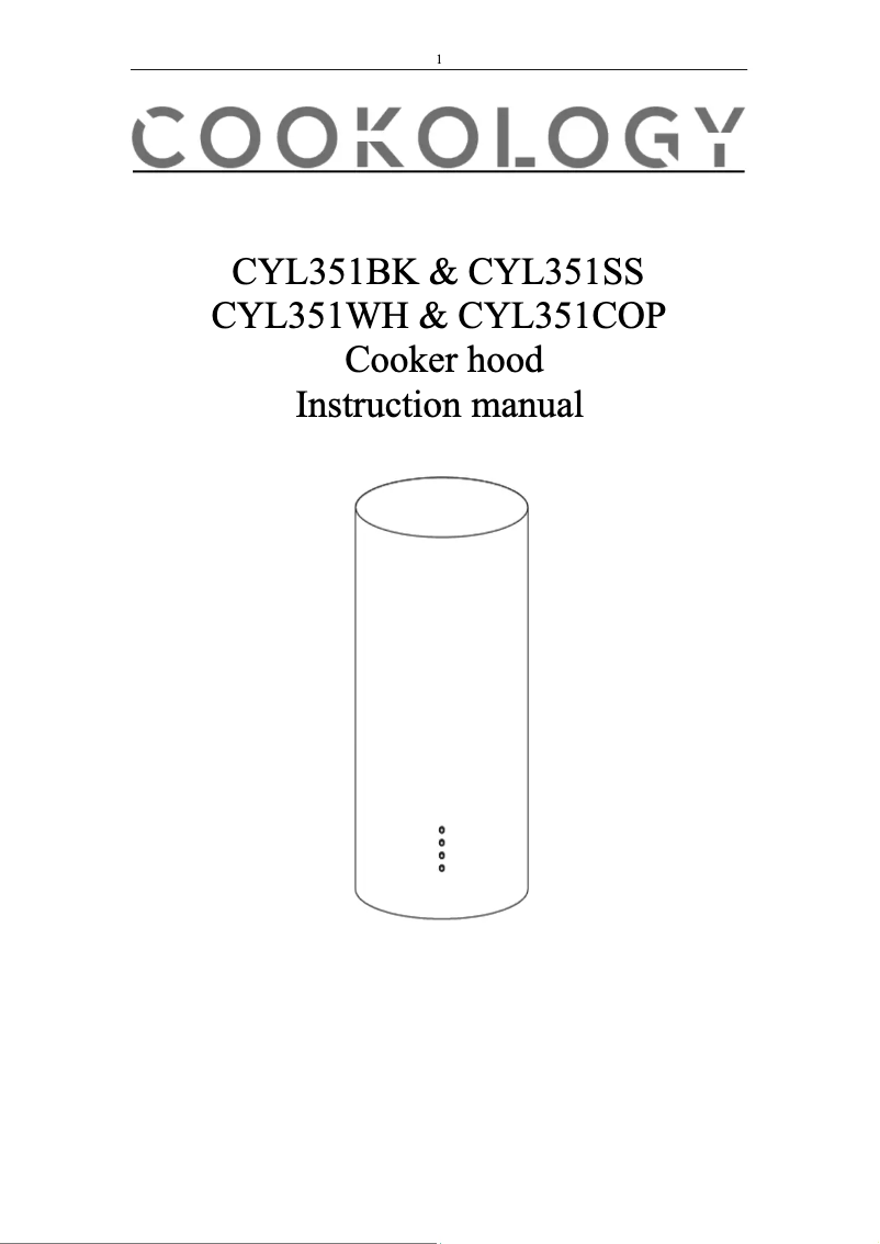 Page 1 of the manual User Manual Cookology CYL351COP