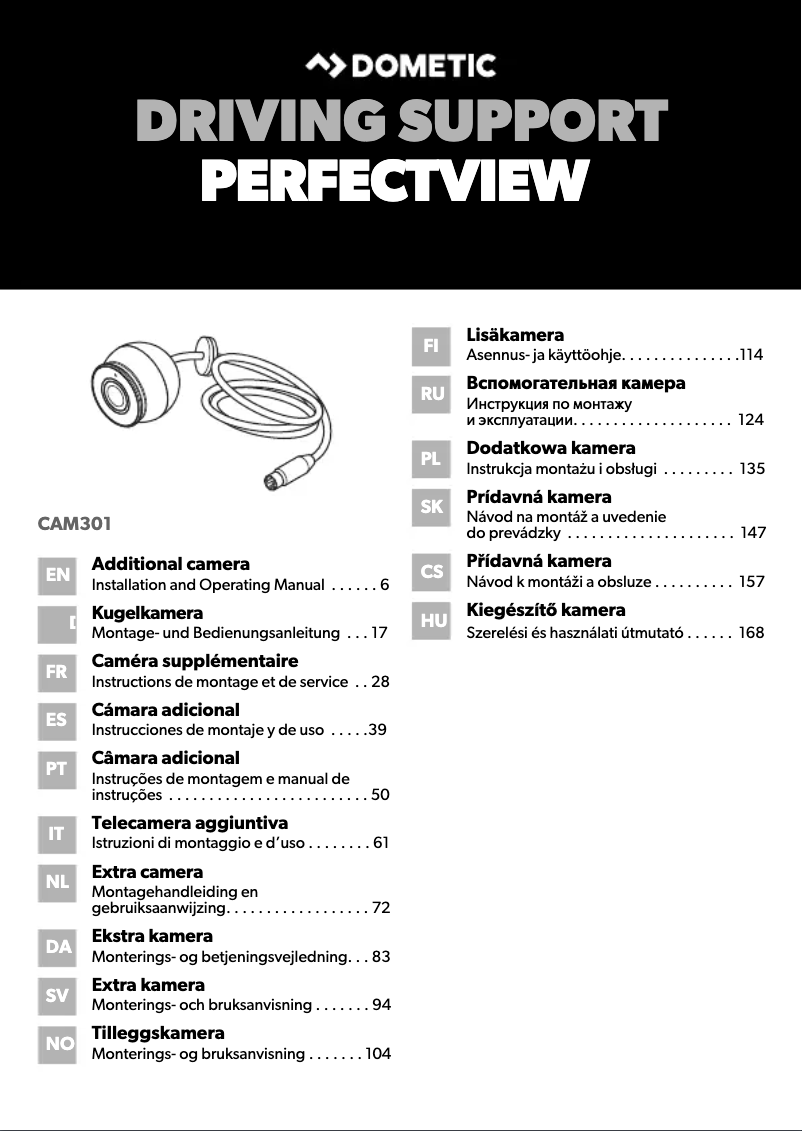 Page 1 de la notice Manuel utilisateur Dometic PerfectView CAM 301