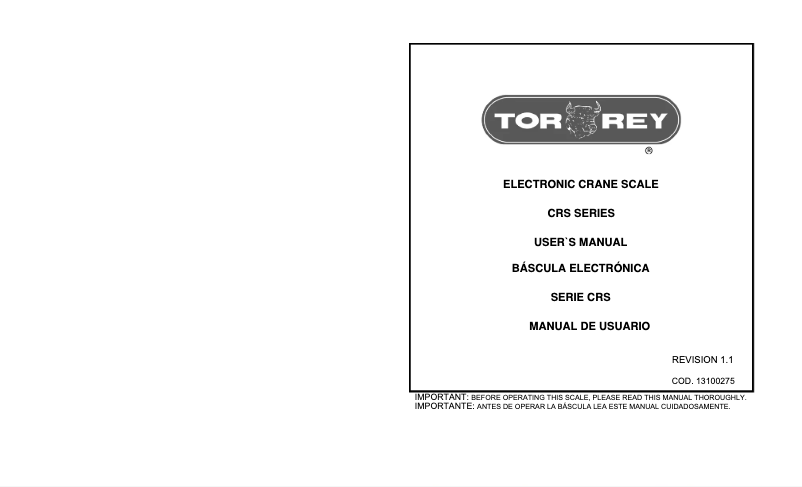 First page image of the manual for CRS-500/1000
