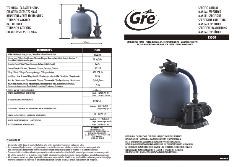 Page 1 of the manual User Manual Gre FS500
