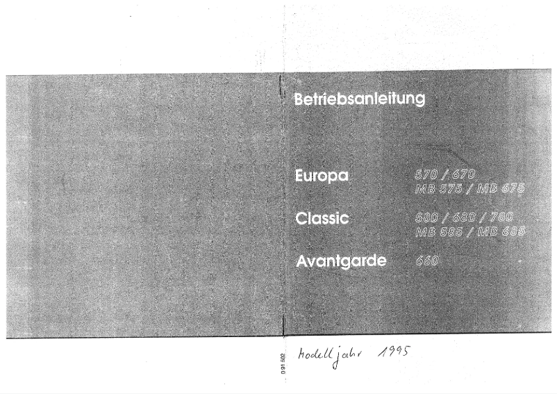 First page image of the manual for Classic MB 585 (1995)