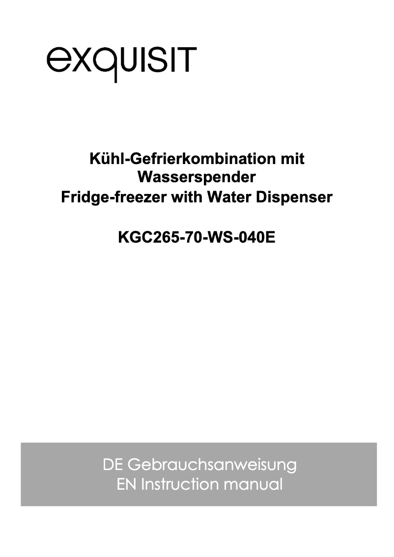 First page image of the manual for KGC265-70-WS-040E