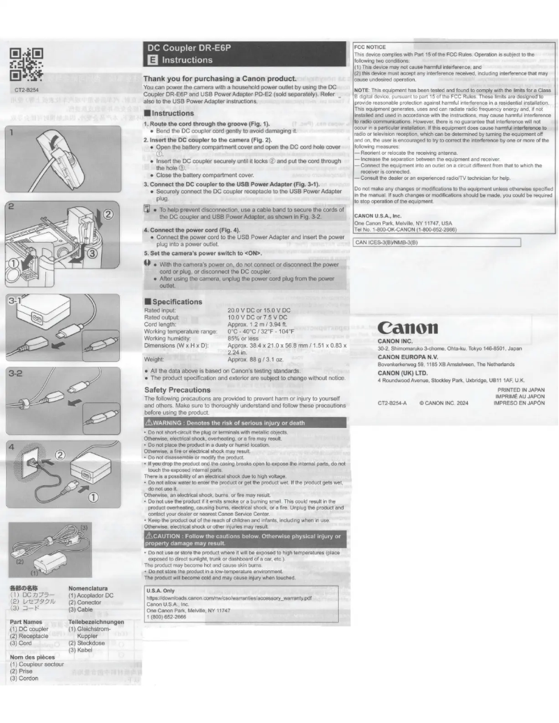Page 1 of the manual User Manual Canon DR-E6P