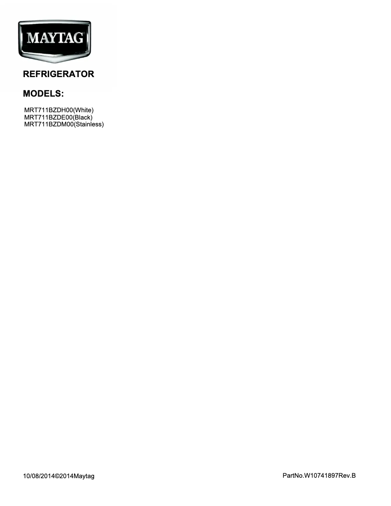 First page image of the manual for MRT711BZDM