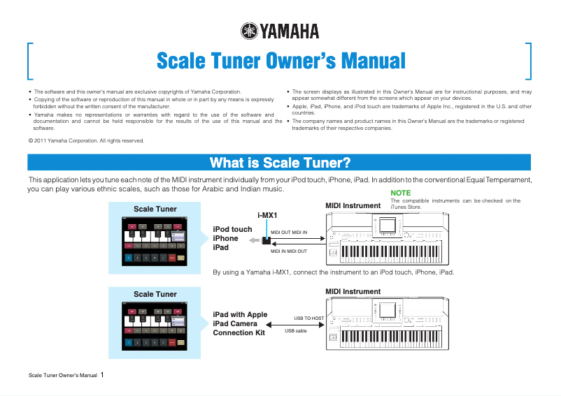 First page image of the manual for Scale Tuner